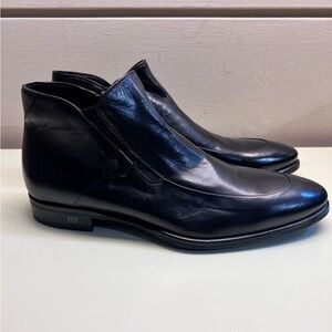 Baldinini Black Leather Slip-On Boots made in Italy